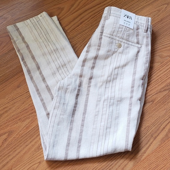 NWT Zara Stripe linen pants - Picture 2 of 7
